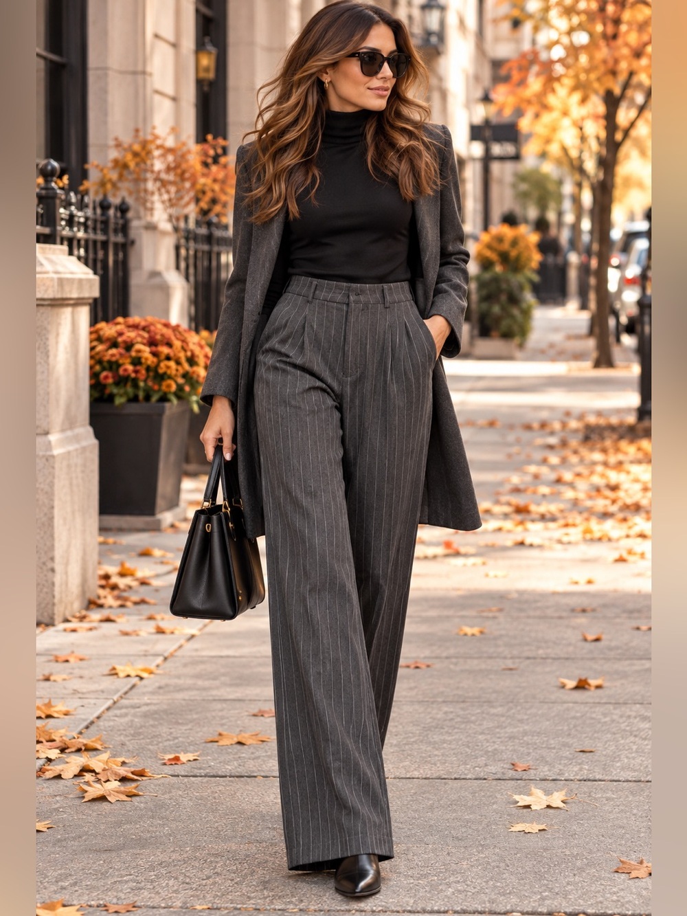 DAZY Gray Pinstripe Wide Leg Pants – Size L